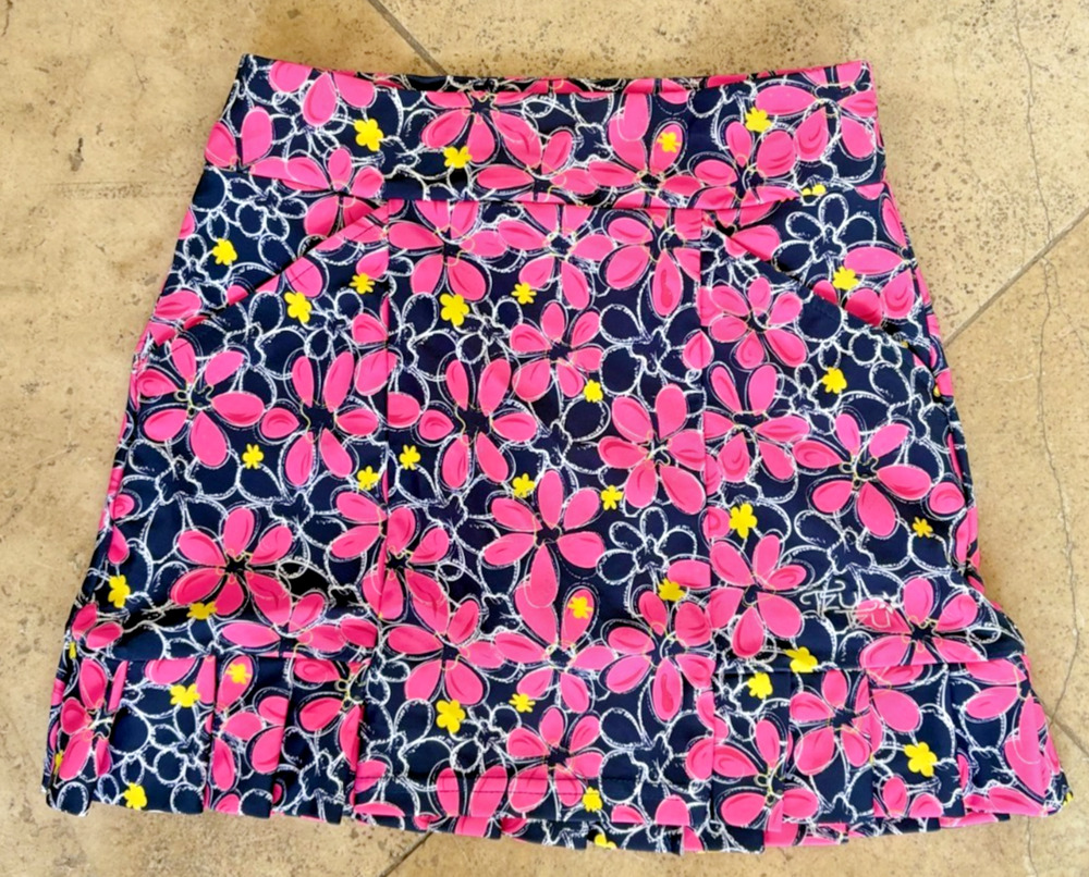 NWT Tzu Tzu Sport Kenley Golf Skort Skirt Late Bloomer Pink Navy Blue Floral XS